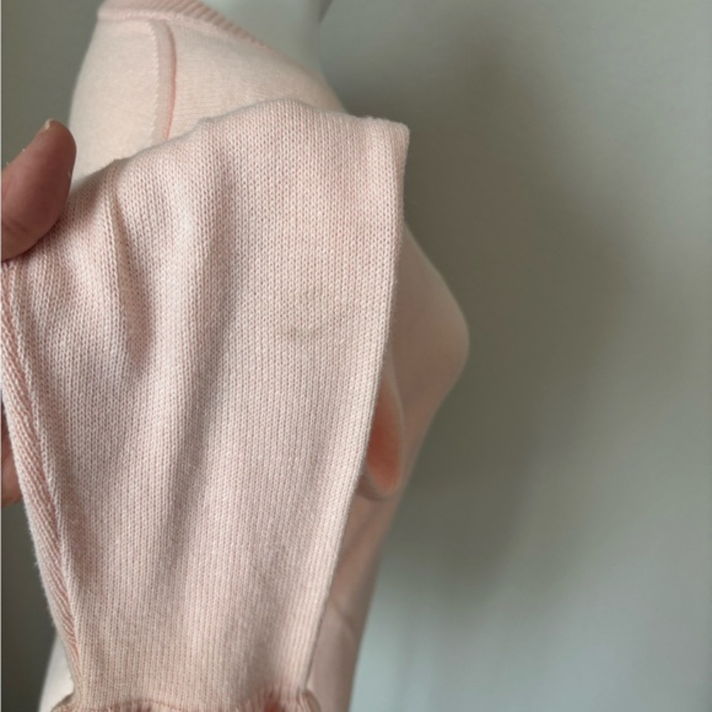 J. Crew Sweater Women Medium Pink Ruffle Cuff Crew Neck Cotton Pullover Preppy - Picture 8 of 9